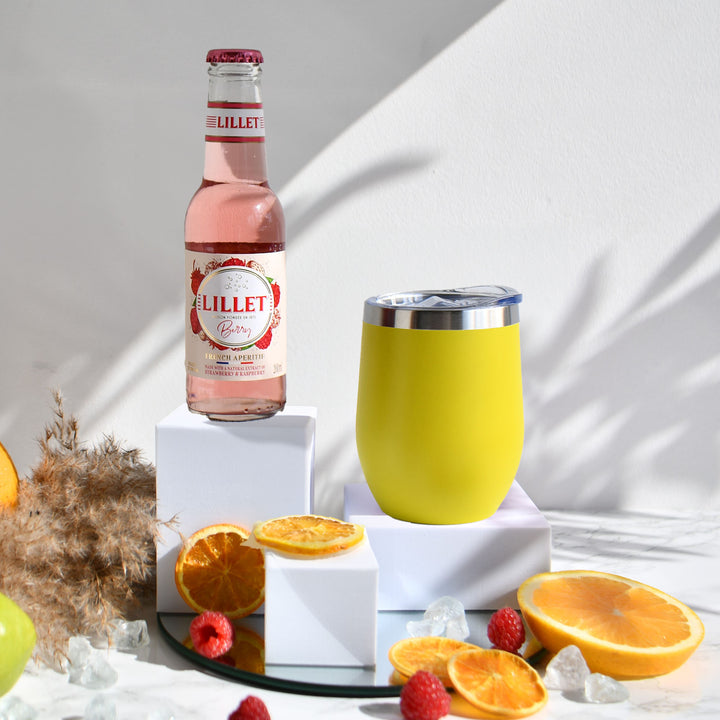 Geschenk-Set mit Becher + Wunschgravur inkl. Lillet Wildberry