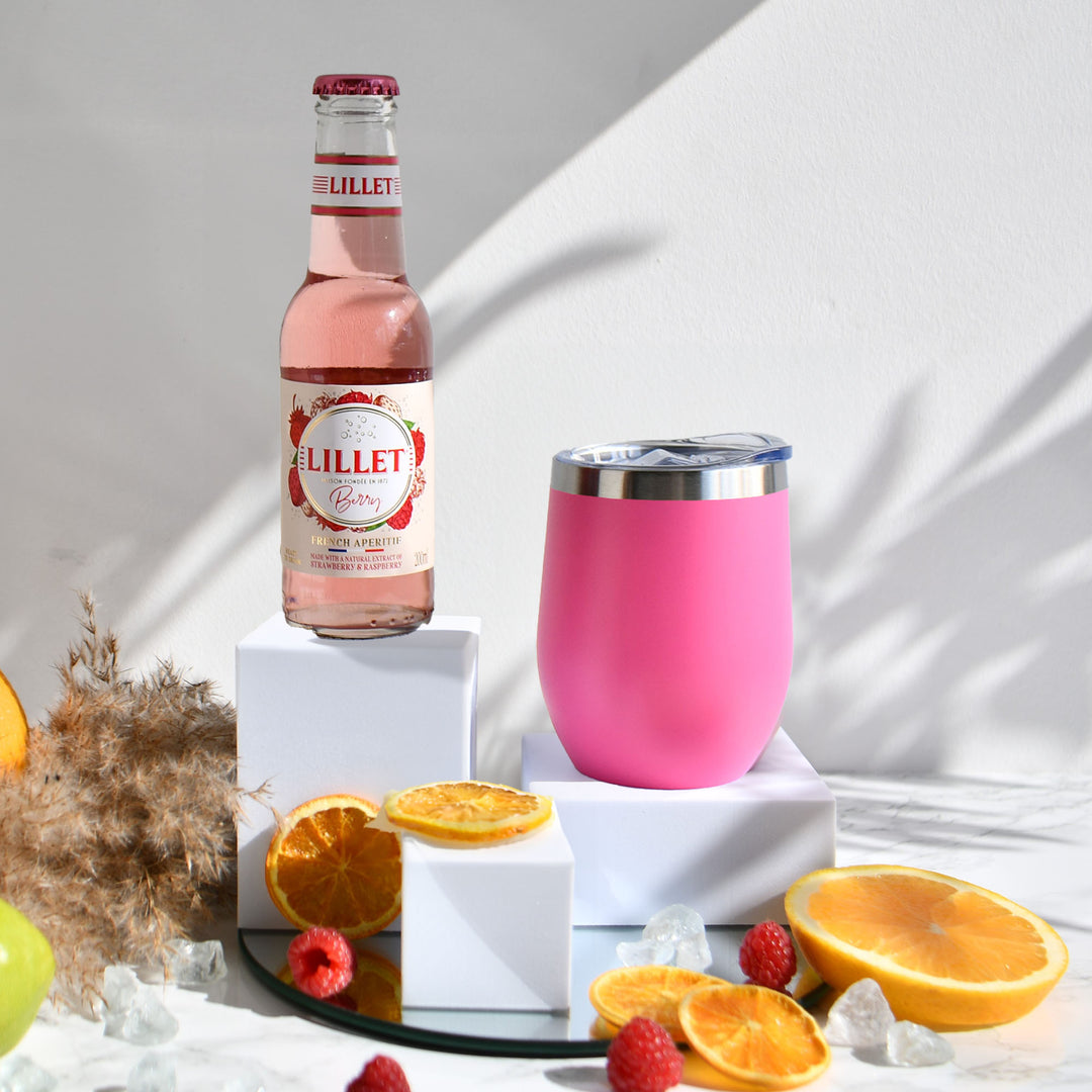 Geschenk-Set mit Becher + Wunschgravur inkl. Lillet Wildberry