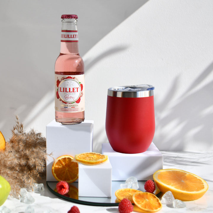 Geschenk-Set mit Becher + Wunschgravur inkl. Lillet Wildberry