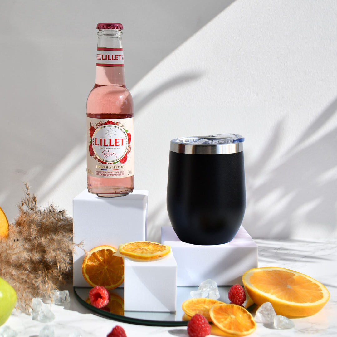 Geschenk-Set mit Becher + Wunschgravur inkl. Lillet Wildberry