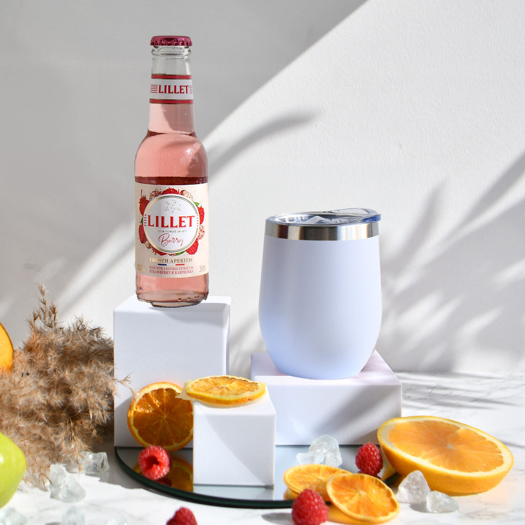 Geschenk-Set mit Becher + Wunschgravur inkl. Lillet Wildberry