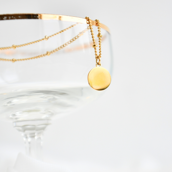 Kette mit Kugeln + Gravurplatte vergoldet inkl. Personalisierung