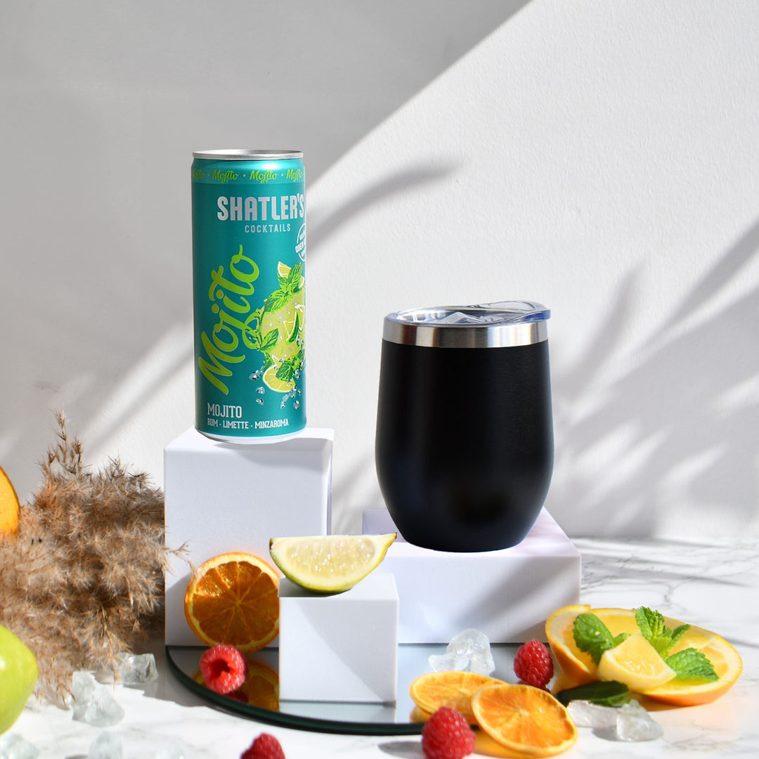 Geschenk-Set mit Becher + Wunschgravur inkl. Shatlers Mojito