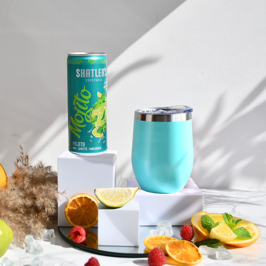 Geschenk-Set mit Becher + Wunschgravur inkl. Shatlers Mojito