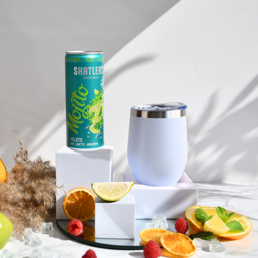 Geschenk-Set mit Becher + Wunschgravur inkl. Shatlers Mojito