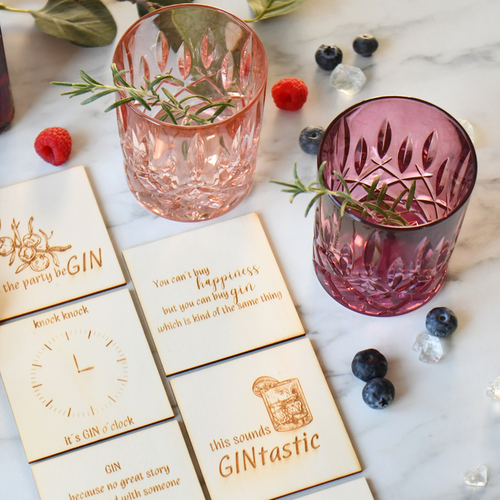 Untersetzer eckig Holz 6-er Set "Gin"